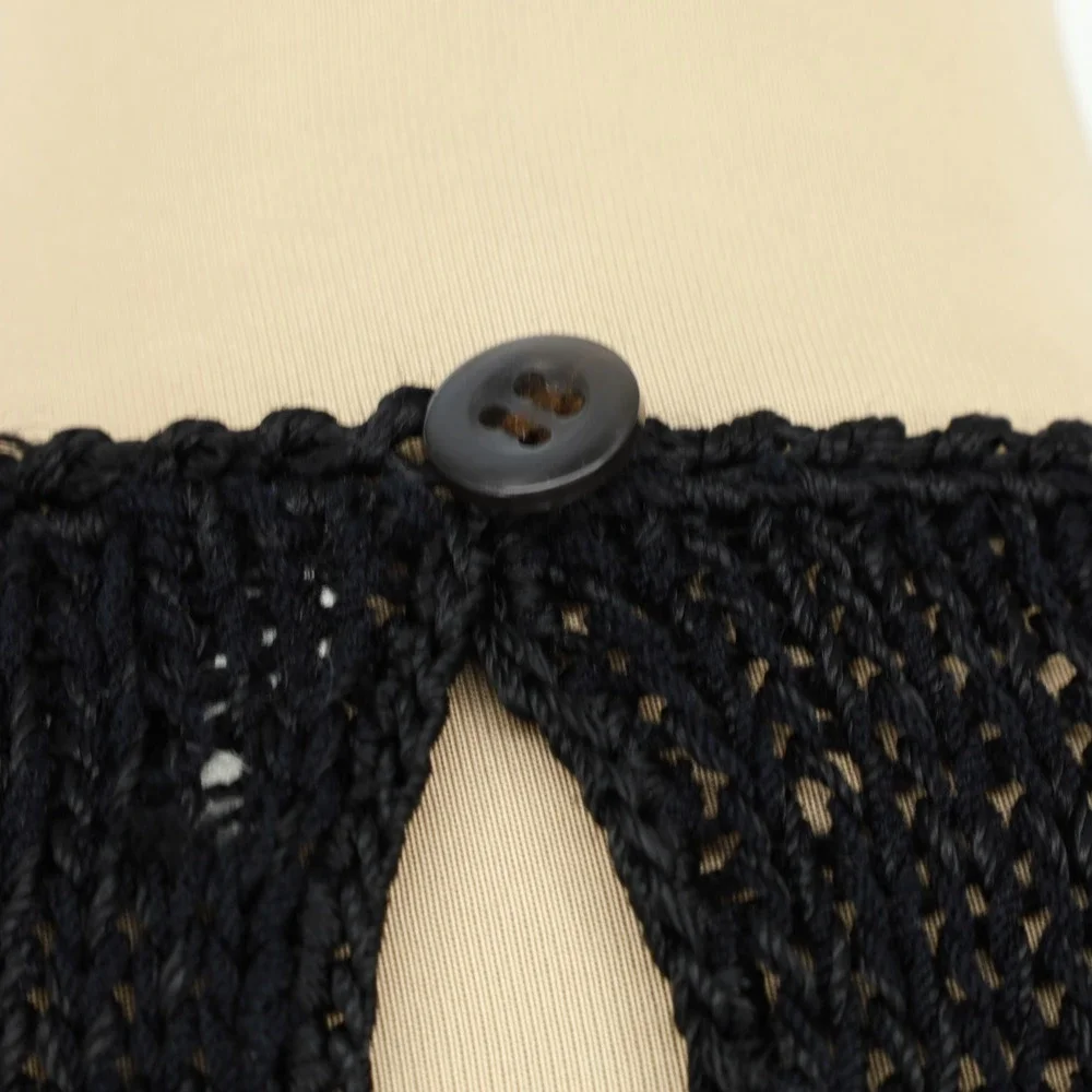 Vintage Magnolia Black White Angora Beaded Pearl Knit Sweater Womens Size Medium
